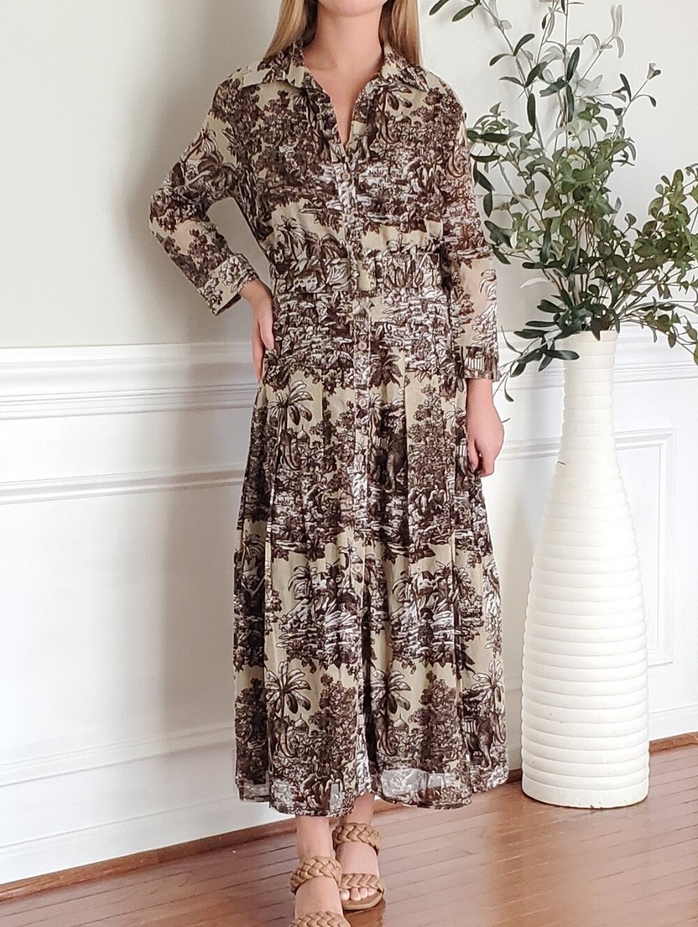NEW! Samantha Sung Aster Button -Down Belted Midi Dress Size 8